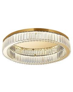 LED ceiling light,  40W, 3000K, 3300lm D.60cm, H.12cm, metal/crystal, gold