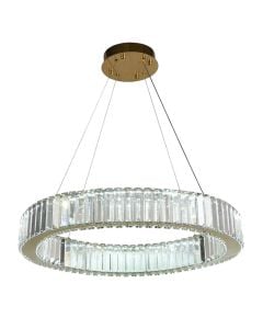 Ndricues I varur LED, 40W, 3300lm, D.60cm, 6.8x6.8x1.5cm, metal/kristal, gold