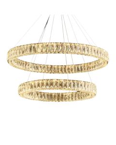 Ndricues I varur LED, 70W, 6200lm, D.80x60cm, metal/kristal, gold