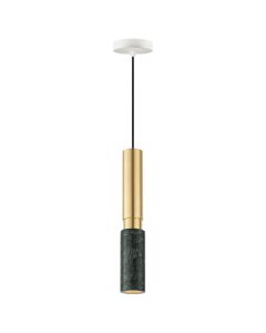 Ndricues I varur, GU10, D.6cm, H.35cm, mermer/alumin, gold/jeshile