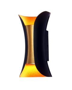 Outdoor wall light, 2x5W, 3000K, 20x10x10cm, IP65, aluminum, black/gold