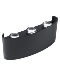 Outdoor wall light, 6W, 3000K, 17x8x3.6cm, IP65, black