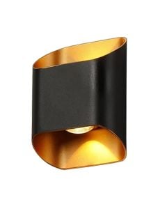 Outdoor wall light, 2W, 3000K, 10x10x4.2cm, IP65, black/gold