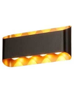 Outdoor wall light, 8W, 3000K, 23x10x4.2cm, IP65, black/gold