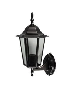 Outdoor wall light, E27, 17x22x36cm, IP44, aluminum/glass, black