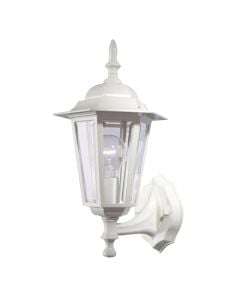 Outdoor wall light, E27, 17x22x36cm, IP44, aluminum/glass, white
