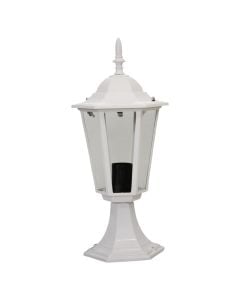 Floor lamp, E27, 17x17x43cm, IP44, aluminum/glass, white