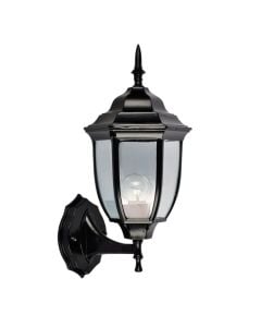 Outdoor wall light, E27, 16x22x36cm, IP44, aluminum/glass, black