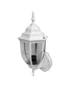 Outdoor wall light, E27, 16x22x36cm, IP44, aluminum/glass, white