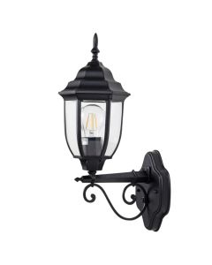 Outdoor wall light, E27, 16.5x44cm, IP44, aluminum/glass, black