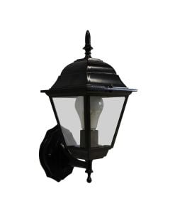 Outdoor wall light, E27, 14.5x19.5x35cm, IP44, aluminum/glass, black