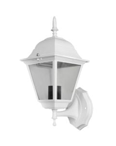 Outdoor wall light, E27, 14.5x19.5x35cm, IP44, aluminum/glass, white