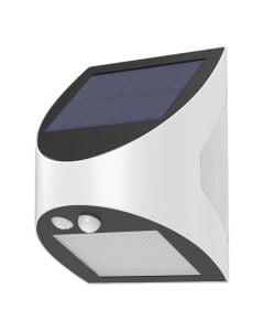 Solar panel light, 3W, 6500K, 240lm, plastic, white, work time 10H, Li-ion battery, with motion sensor, IP54, 10x13x8cm