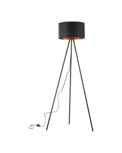 Pedestal lamp, E27, metal/textile, D.38cm, H.155cm, black