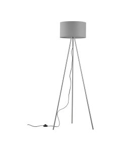 Pedestal lamp, E27, metal/textile, D.38cm, H.155cm, grey