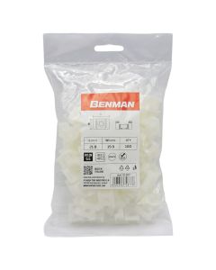 Wall mount for cable ties, Bennman, 22x16mm, white plastic
