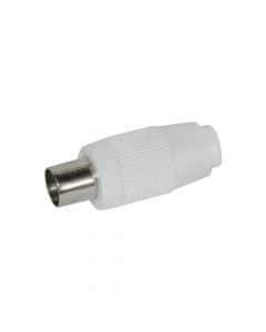 TV PLUG Straight, shielded Ø9.52 mm male IEC connector, white