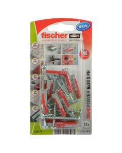 Fischer upa plastike universale DUOPOWER 6 x 30 & vida kokë tigan  4.5 x 40