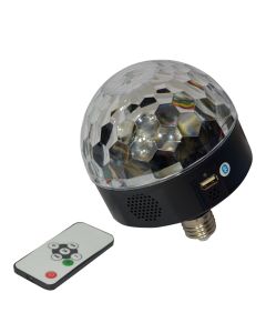 Ndriçues dekorativ RGB LED magic ball E27, me telekomandë dhe Bluetooth&USB, me bokse per muzikë