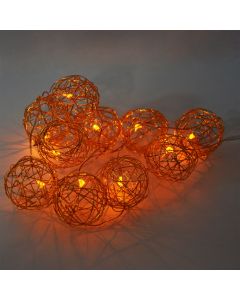 Varg dritash dekorativë me 10 globa LED, 1m, 3000K, IP20, 3xAA, 4.5 VDC, Ø3 cm