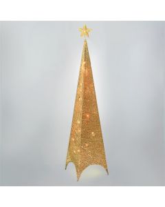 Decorative pyramid with LED lights, 3000 K, gold color 192x38 cm, IP44