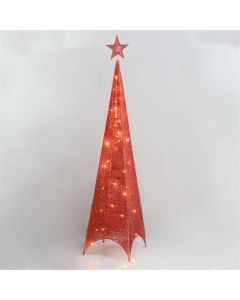 Piramidë dekorative me drita LED, 3000 K, ngjyrë e kuqe, 165x32cm, IP44