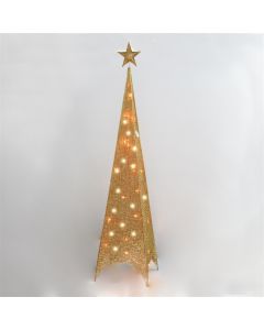 Piramidë dekorative me drita LED, 3000 K, ngjyrë ari, 137x28cm, IP44