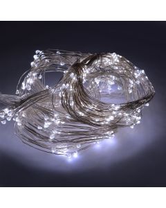 String Light 400 Mini LED lamps, 6400 K , 2 m length, plastic/copper, transparent cable, IP44, 220 V