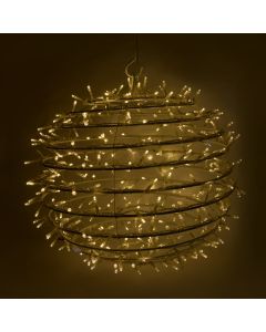 Bright ball with 380 LED lamps, 3000K, D40 cm, plastic/copper/glass, transparent cable, IP44, 220 V