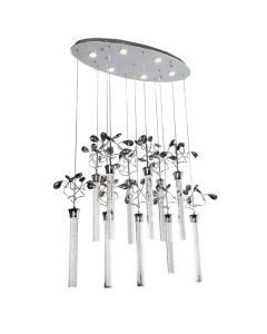 Ndriçues I varur LED Lambario, 66W, 3300 lm, 4000 K, D45xH110 cm, metal/kristal, ngjyrë kromi/metali, IP20