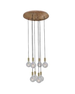 Ndriçues i varur Tessi E27, 8x60 W, Ø60xH150 cm, metal, ngjyrë të zezë, i veshur në flori 24 karat