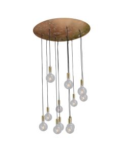 Ndriçues i varur Tessi E27, 12x60 W, Ø90xH150 cm, Metal, ngjyrë të zezë, i veshur në flori 24 karat