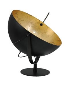 Ndriçues tavoline Larino E27, 1x75 W, Ø40xH65 cm, metal, ngjyrë të zezë / ari, i larë në flori 24 karat