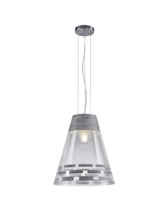 Pending light 'Windsor' 60 W, 1xE27, Ø37xH150 cm, metal/xham, IP20, nickel mat / silver