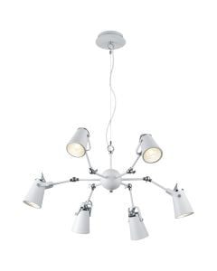 Pending light, Edward, 6xE14, max.28 W,  Ø80xH150 cm, matal, white mat color, IP20