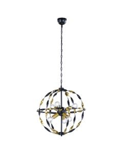 Pending light, Bronco, 6xE27, max.40 W,  Ø50xH150 cm, matal, black mat color, IP20