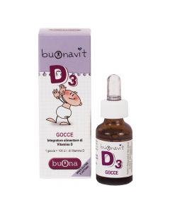Nutritional supplement in drops format, with a formula enriched with vitamin D, Buonavit D3