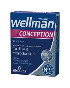 Suplement ushqimor mbështetës për funksionet e fertilitetit dhe sistemit riprodhues tek meshkujt, Wellman® Conception, Vitabiotics