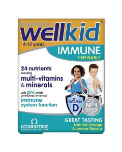 Suplement ushqimor për sistemin imunitar, në formë tabletash të përtypshme për fëmijë, Wellkid Immune, Vitabiotics