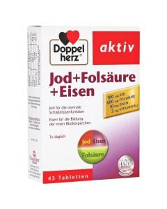 Suplement ushqimor për funksionimin normal të tiroides, Jod+Folsäure+Eisen, DoppelHerz