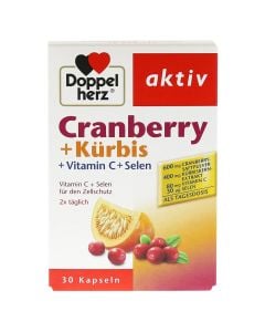 Nutritional supplement with vitamins and minerals, Cranberry+Pumpkin+Vitamin C+Selen, DoppelHerz