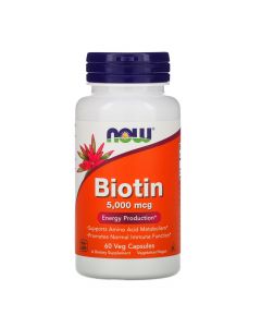 Suplement ushqimor me biotinë, NOW Biotin 5000 mcg