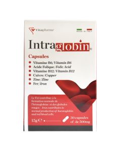 Suplement ushqimor, për stimulimin e prodhimit të hemoglobinës në gjak, ViGapharma, Intraglobin, 30 kapsula