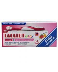 Pastë dhëmbësh, Lacalut baby + furcë, me fruta,  0-2 vjec, 1 copë