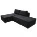 Corner sofa, Armada, metal frame, textile upholstery, black, cushion included, 100x290xH165 cm, bed: 166x212 cm