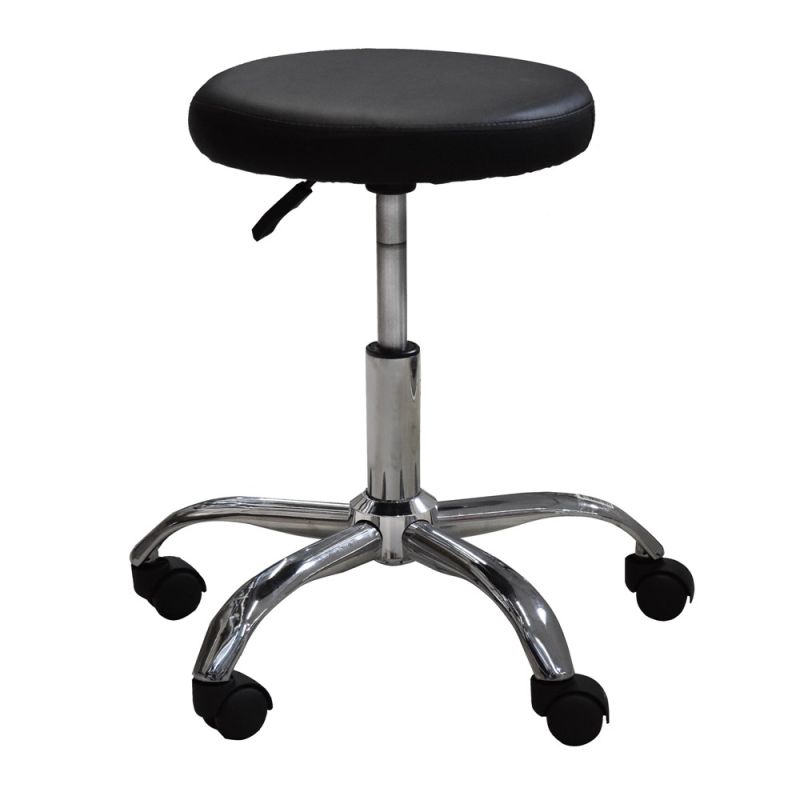 Office chair, without backrest, metal chrome base and nylon