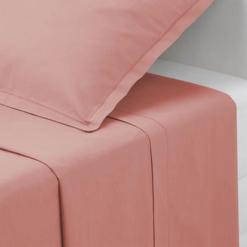 Straight single bed linen, cotton, blush pink, 180x290 cm