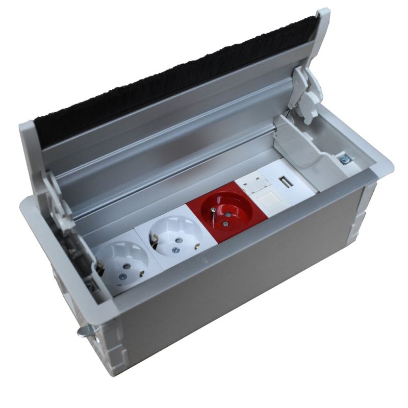 Desk plug set, for office desk , with shuko socket and inter