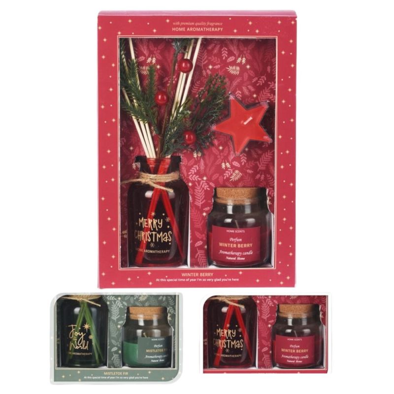 Aromatic set and scented candle, Christmas, 2 candles + 1 ar