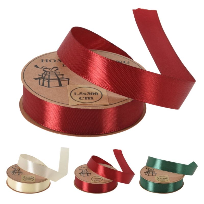 Solid Color Polyester Packing Ribbon Packaging ribbon, polyester, red/white/green, 300 cm | Megat